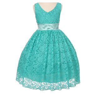 Big Girls Junior Girls High School Prom Dresses Lace Floral Girl Dress Teal New
